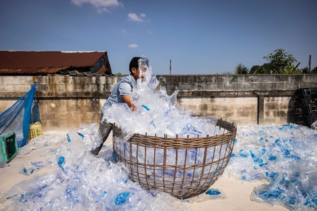 All the plastic recycled at Wat Chak Luk Ya Community Enterprise is carefully cleaned, dried and sorted. Photographer: Andre Malerba/Bloomberg