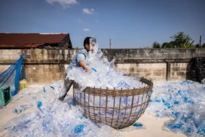 All the plastic recycled at Wat Chak Luk Ya Community Enterprise is carefully cleaned, dried and sorted. Photographer: Andre Malerba/Bloomberg