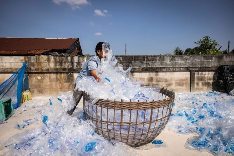All the plastic recycled at Wat Chak Luk Ya Community Enterprise is carefully cleaned, dried and sorted. Photographer: Andre Malerba/Bloomberg